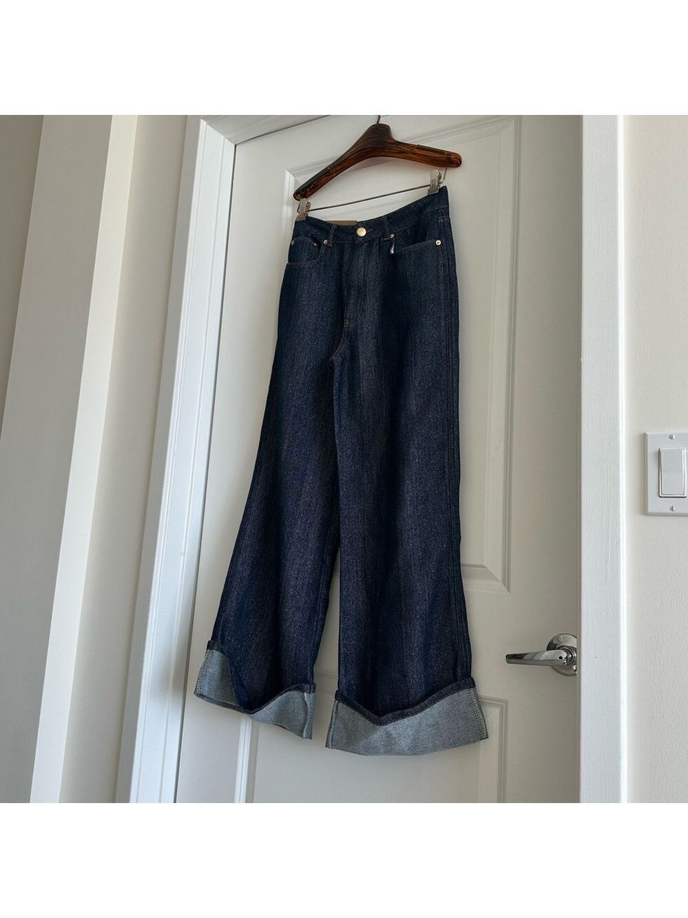 Farm Rio DENIM SHINE WIDE LEG PANTS - Picture 5 of 12